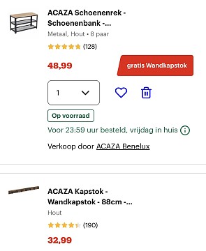 Gratis wandkapstok bij aankoop