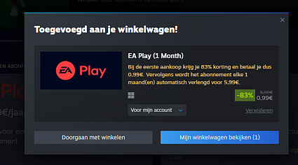 🎮 EA Play - eerste maand met 83% korting!