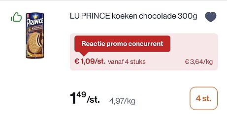 Lu prince koeken chocolade 300 gram in promo + coupon