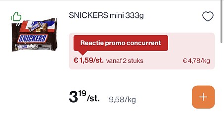 Mars-snickers en Twix mini’s -50%