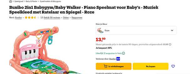 🎹 Buxibo 2in1 Babygym/Baby Walker Piano Speelmat nu -39%