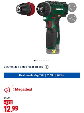 -27% accuboormachine 12 V PARKSIDE® PBSA12