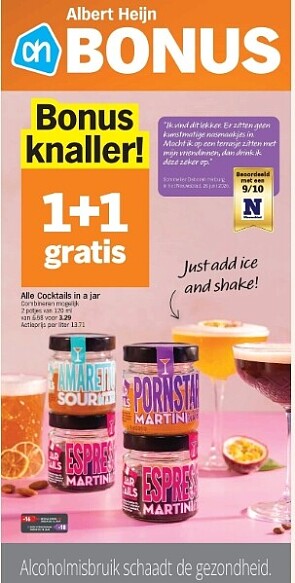 1+1 gratis op Alle cocktails in a jar bij ah