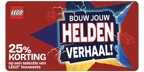 -25% op een selectie LEGO SW, Ninjago, City, Super Heroes