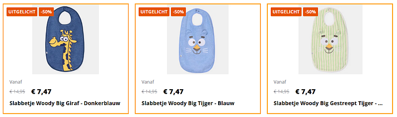 Woody slabbetjes aan 50% korting