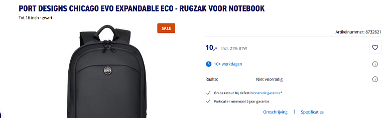 🎒 Port Designs Chicago Evo Expandable Eco rugzak voor notebook nu -85%
