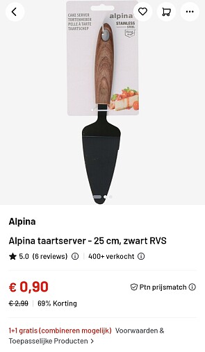 Alpina taartschep €0,45/stuk