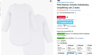 Petit Bateau babybody's -60%