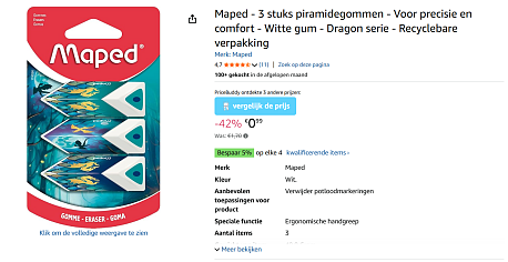 ✏️ Maped Piramidegommen Dragon serie, set van 3 nu -42%🐉 Leuke Dragon prints, wit gum