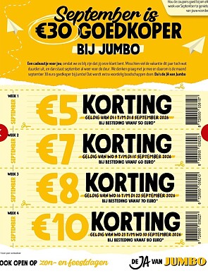 Goedkoper winkelen in september bij jumbo