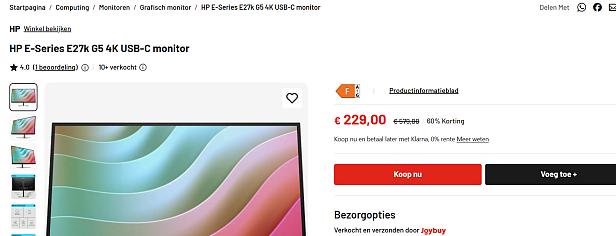 🖥️ PC scherm: HP E-Series E27k G5 4K USB-C monitor nu -60%