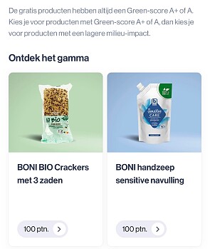 Gratis producten in de extra app van Colruyt voor 100 punten
