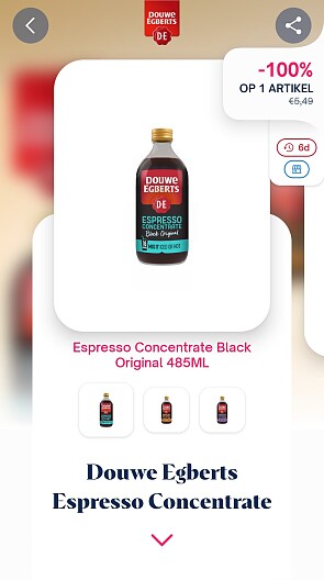 Douwe Egberts espresso concentrate 100% terugbetaald