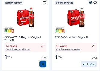 Coca cola 1L flessen in promo + coupon