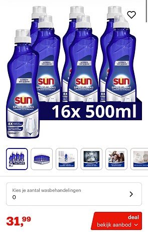 Sun Spoelglansmiddel 16 stuks