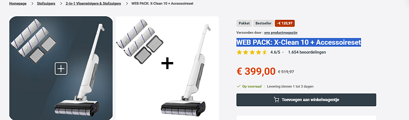 🧹 Rowenta X-Clean 10 2-in-1 Vloerreiniger & Stofzuiger + Accessoireset