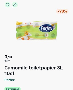 10 rollen toiletpapier voor 0,10€