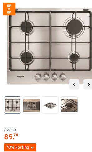 Whirlpool gaskookplaat -70%