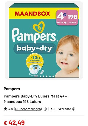 Pampers Baby-Dry Luiers Maat 4+ maandbox
