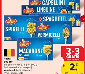 Soubry pasta spaghetti rustica 500 gram 3+3 gratis + coupon