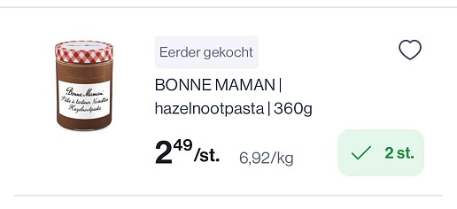 Bonne maman hazelnootpasta 360 gram voor slechts 1,49€