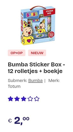 Bumba Sticker Box 🎪 12 rolletjes + boekje