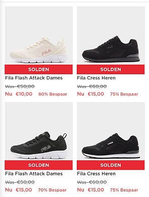 Fila sneakers vanaf 10€!