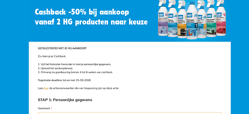 🧴 HG Cashback actie: 50% cashback