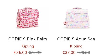 Kipling boekentassen en rugzakken vanaf 35€