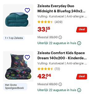Zelesta 1+1 bij bol! Vanaf 16,57€ per stuk!