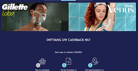 🪒 Gillette & Venus "niet tevreden geld terug" garantie 100% cashback