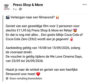 🎬 Filmavond voor 2 personen voor 11,95 euro en gratis cola