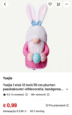 Pluchen paaskabouter -83%