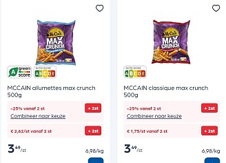 Mc cain Max crunch 500 gram met dubbele korting