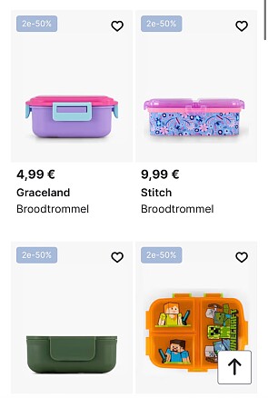 2e -50% op alle lunchartikelen