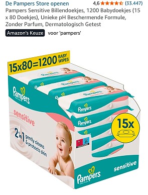 Pampers Sensitive billendoekjes -66%