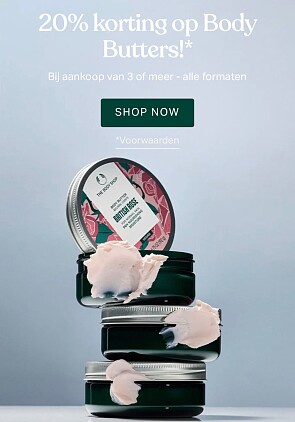 20% korting bij aankoop van drie of meer Body Butters