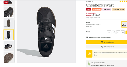 Adidas court sneakers voor zoontje gekocht aan 18,40 euro!