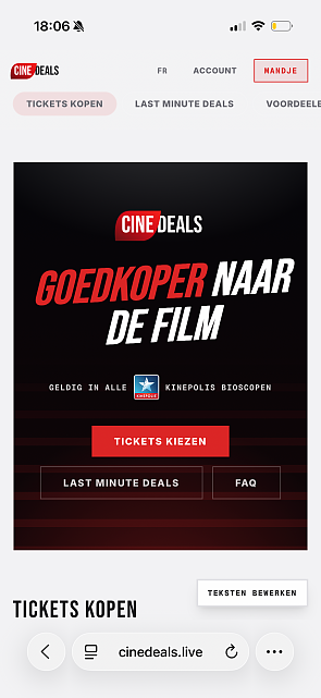 Kinepolis tickets aan 11,5€