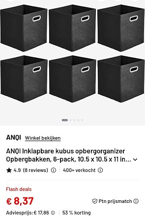 ANQI kubus opbergbakken 6 stuks -53%
