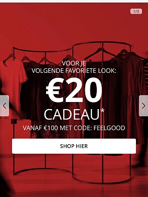 €20 cadeau bij besteding van €100 of meer