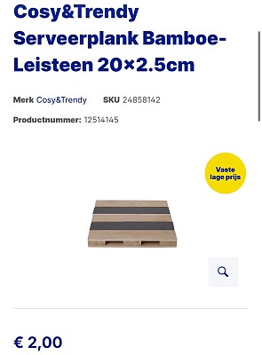 Cosy&Trendy Serveerplank Bamboe-Leisteen 20 x 2,5 cm