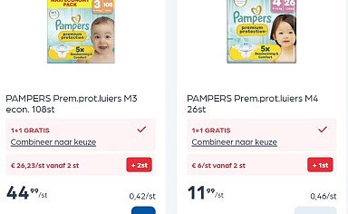 Pampers luiers en broekjes in promo