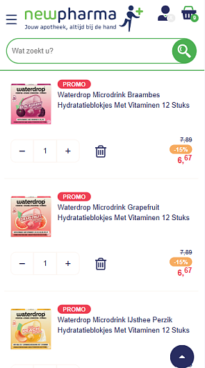 Grote promo op Waterdrop, Mustela, Paradontax,... bij Newpharma