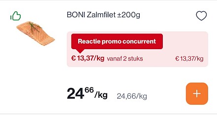 Boni zalmfilet +- 200 gram goedkoper