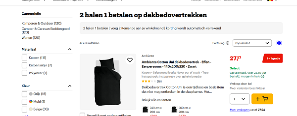 🛏️ Ambiante Cotton Uni dekbedovertrek - 1+1 gratis