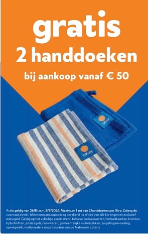 Gratis 2 handdoeken bij okay