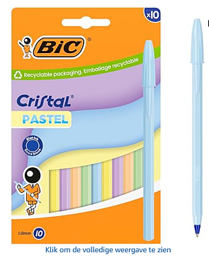 BIC Cristal Pastel Balpen,blauwe inkt aan -40% bij Amazon