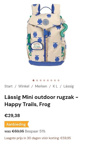 -51% Lässig Mini outdoor rugzak 🐸