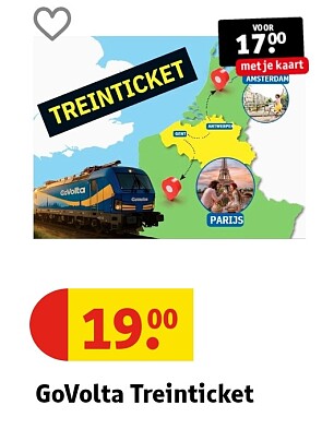 Voor 17€ met de trein naar Amsterdam of Parijs